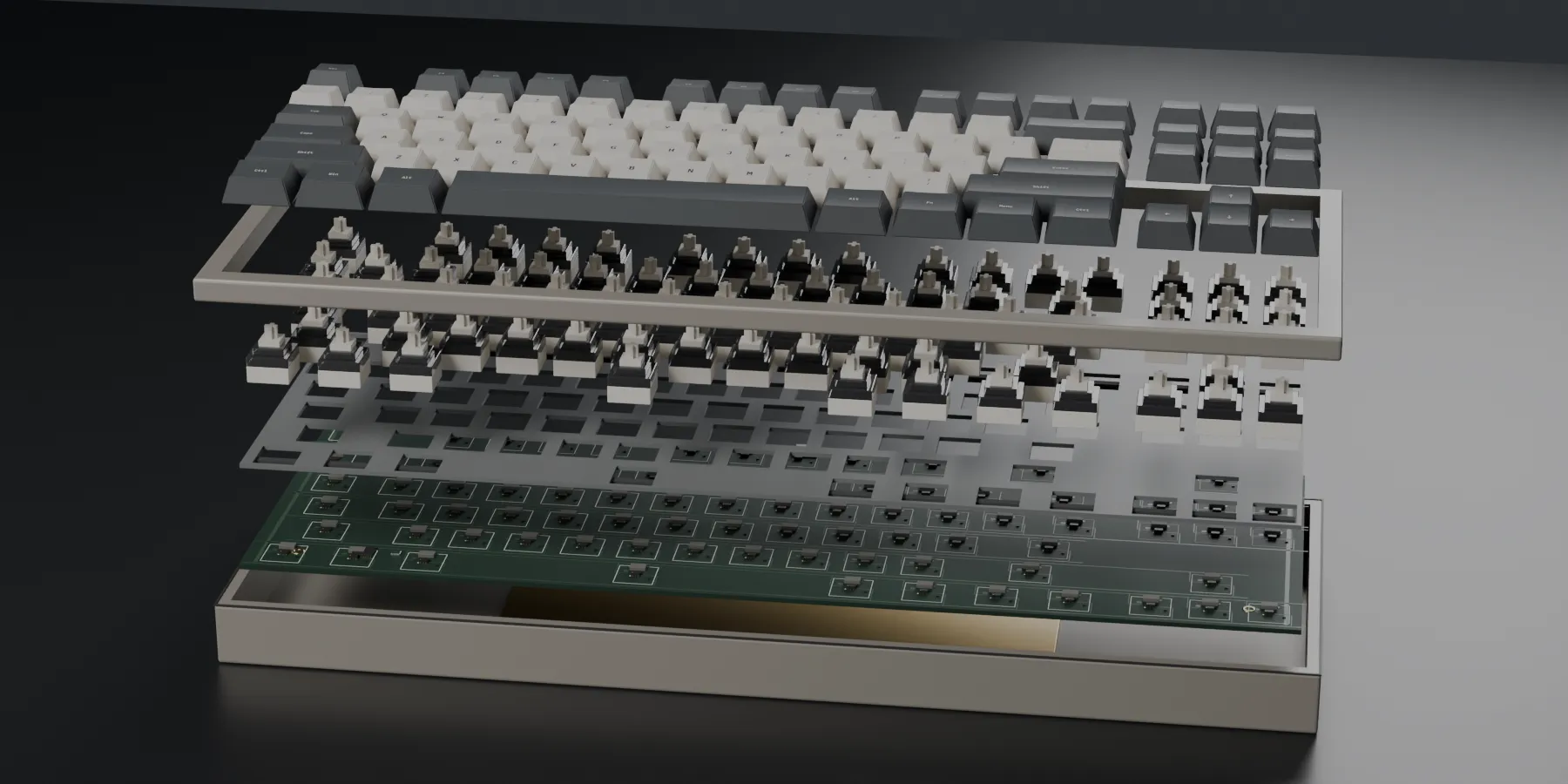 The ÉTALON 87 fully separated into its six layers.